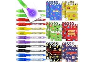 MALEDEN Invisible Ink Pens, 12 Pack Disappearing Ink Pens & 12 Pack Mini Notebooks, Magic Spy Kit for Boys Birthday Party, Halloween, Christmas Stocking Stuffers, Coolest Party Favors for kids Classroom Gifts