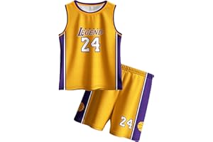 HJSHFUE Kids Basketball Jerseys #24 Classic Mesh Tank Top Shorts for Boys Girls Sleeveless Athletic Training Uniforms