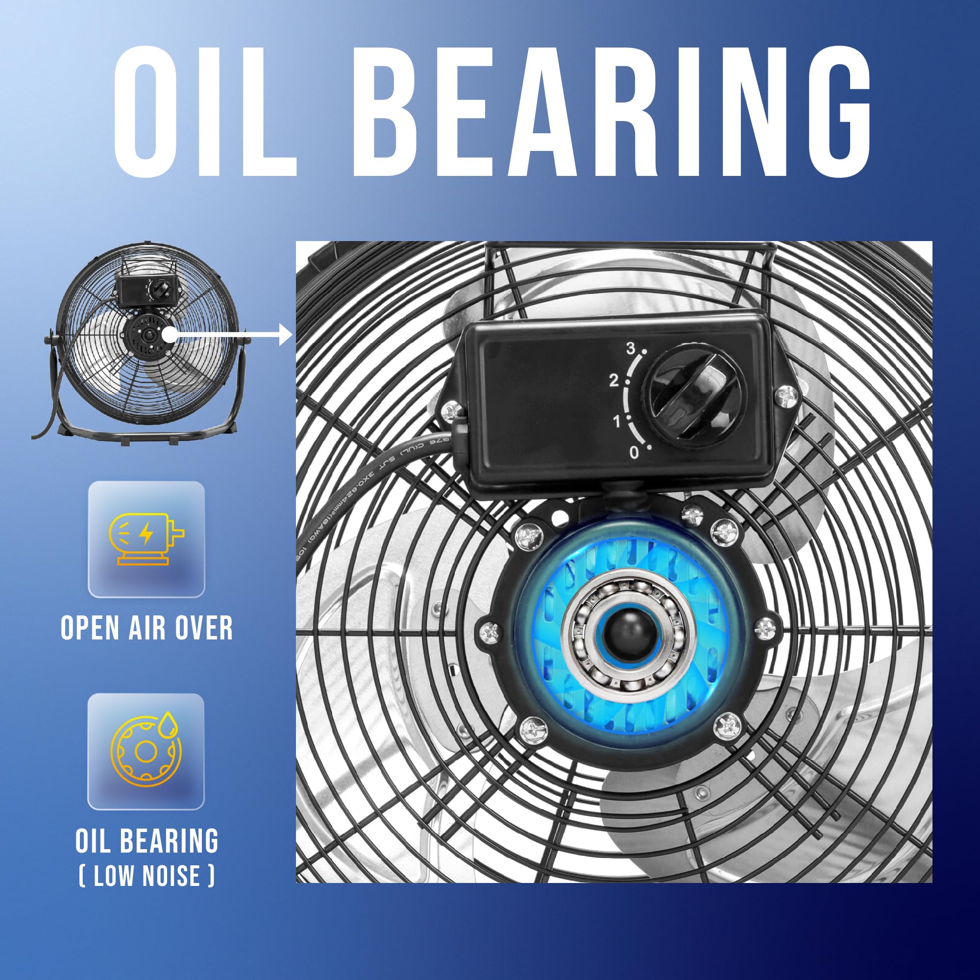 Tornado 12 Inch Industrial Powerful Metal Floor Fan, 3-Speed High Velocity Cooling Floor Fan for Industrial, Commercial, and Home Spaces, 120°Tilt, 6.0 FT Cord, Black