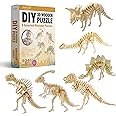 Hands Craft DIY 3D Wooden Puzzle – 6 Assorted Dinosaur Bundle Pack Set Brain Teaser Puzzles Educational STEM Toy Adults and Kids to Build Safe and Non-Toxic Easy Punch Out Premium Wood JP2B1