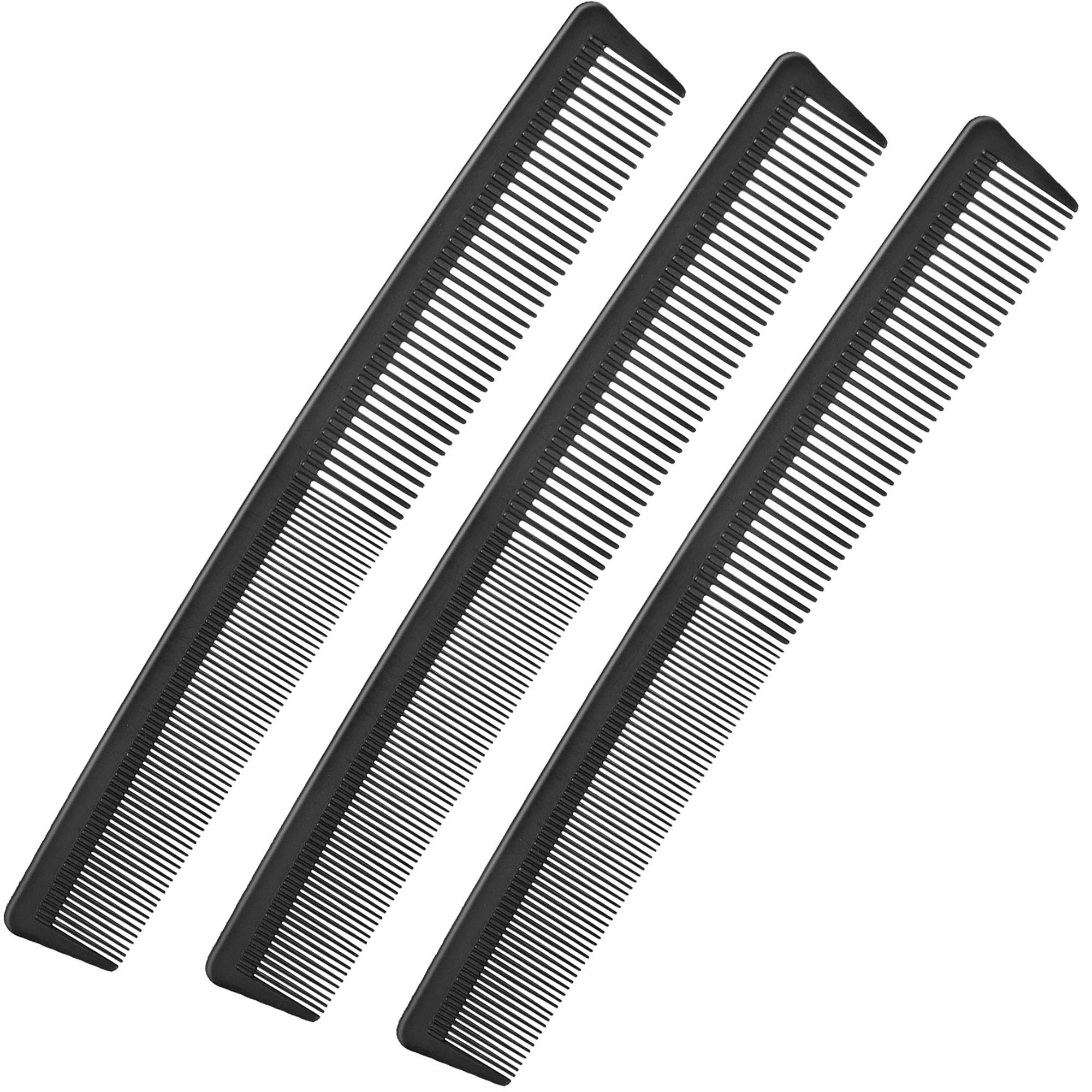 3 Pack Black Carbon Barber Fiber Cutting Comb, Fine Tooth Hair Comb, Hairdressing Styling Combs, Heat Resistant (Style G)