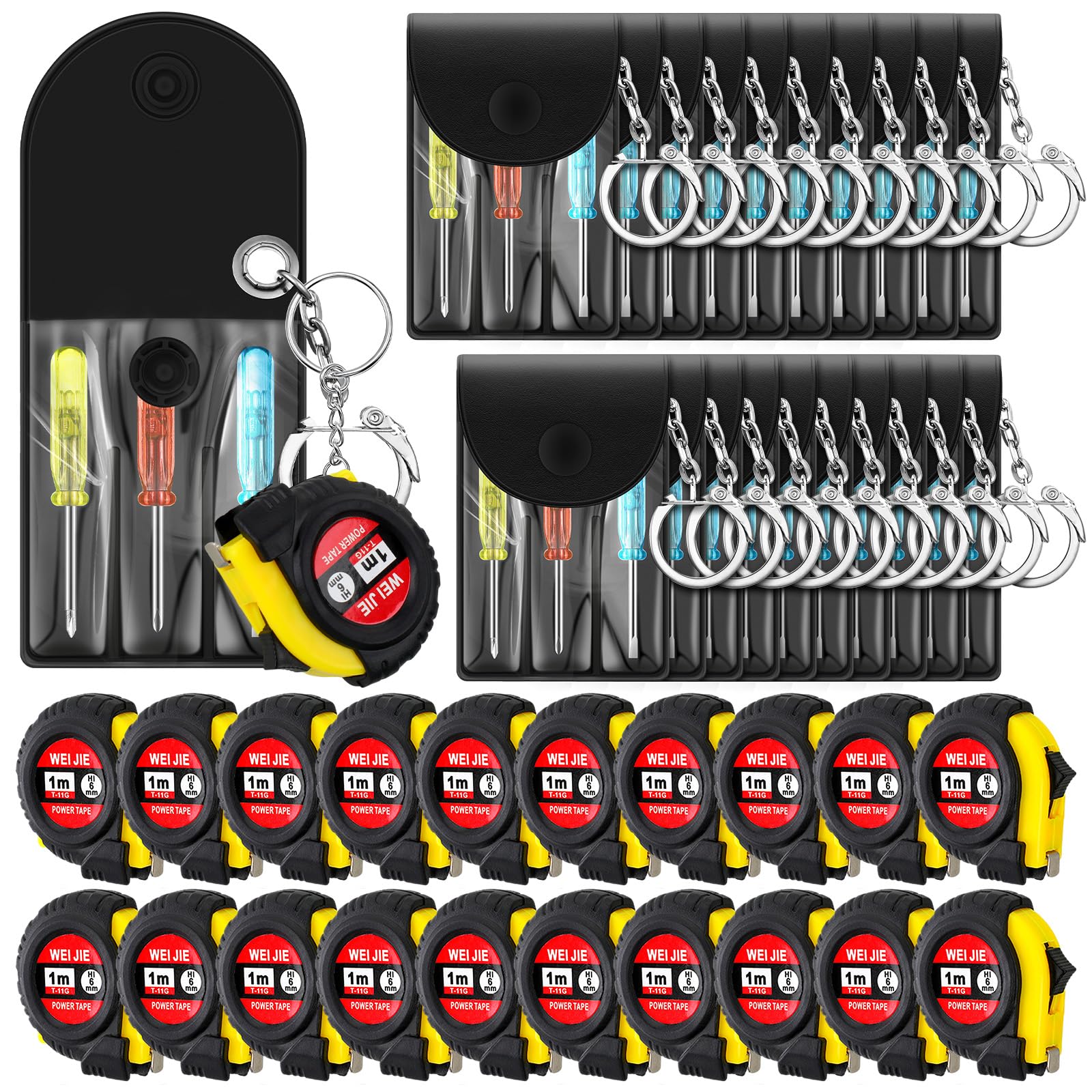 Photo 1 of Jutom 40 Pcs Mini Tape Measure Keychain Bulk Mini Screwdriver Keychain Set Adult Tool Party for Men Valentine's Day Gifts