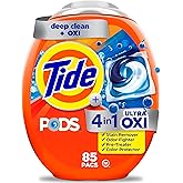 Tide 4-in-1 Ultra Oxi PODS Laundry Detergent Pacs, 85 Count, HE Compatible, Built in Pre-treater for Stains