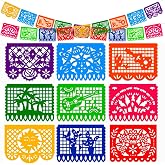 DOMESTAR Mexican Party Decoration, 18 FT Plastic Papel Picado Fiesta Banner | Day of the Dead Dia De Los Muertos Garland for Mexican, Birthday Fiesta Party Supplies, Cinco De Mayo Decoration