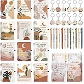 Funrous Affirmation Spiral Journals with Pens Keychains Organize Bags Motivational Notebooks Employee Appreciation Gifts Bulk for Women Coworkers Valentine Adults Party Favors(36 Pcs/12 Set,Rainbow)