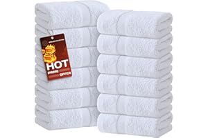 WHITE CLASSIC Wealuxe White Hand Towels for Bathroom [12 Pack] Cotton Hand Towel Bulk for Gym, Kitchen and Spa, 16x27 Inches Soft Highly Absorbent Quick Dry Terry Salon Towels