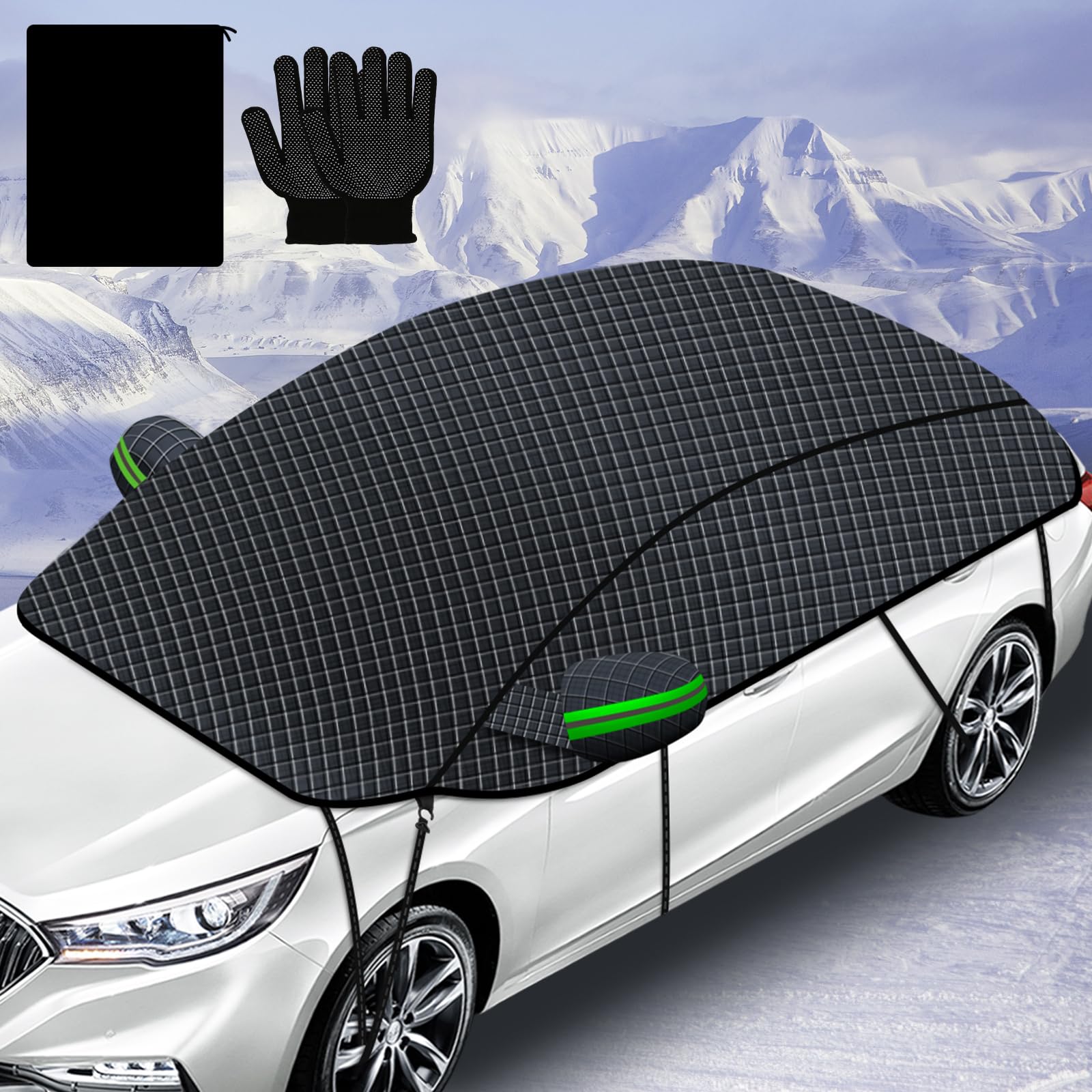 Photo 1 of COFSODI Car Half Cover 142 Inches UV Sunshade for Windshield and Windows, Blocks Heat and Ice Ideal for Hot Weather Outdoor Parking, Essential Auto Accessory for Snow Sun and Frost Protection