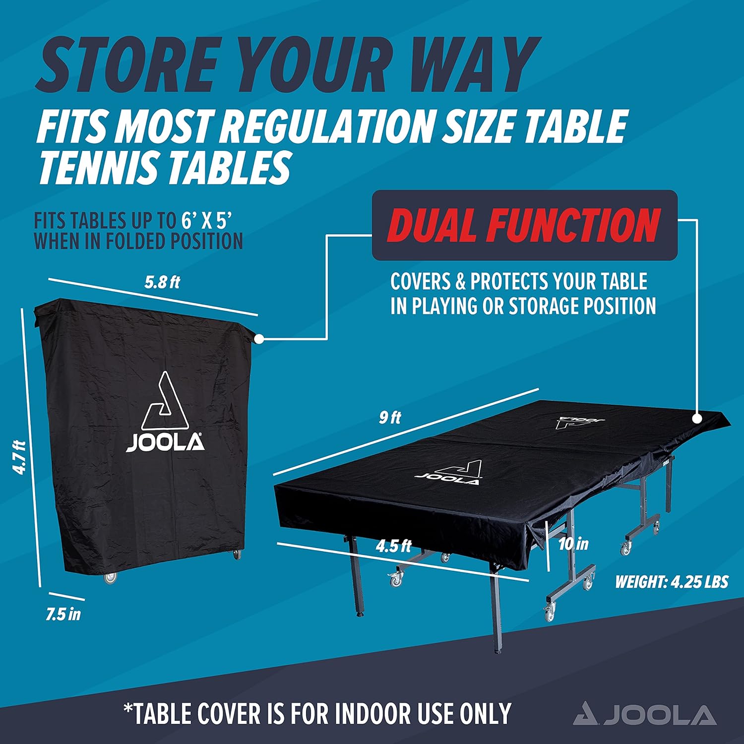 JOOLA Dual Function Indoor Table Cover, Black : Table Tennis Accessories : Sports & Outdoors