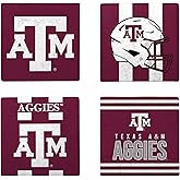 FOCO NCAA Official 4-Pack Beverage Drink Stone Coaster Set (Texas A&M Aggies)