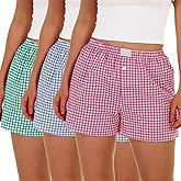 Bunnycool 3 Pack Women's Boxer Shorts, Casual Summer Pajama Gingham Shorts Sleep Plaid Pants Lounge Y2k Beach Bottoms 2025
