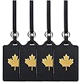 4 Pack Luggage Tag, Anyos PU Leather Travel Bag Labels Suitcase Baggage Tags with Name ID Card Privacy Protection