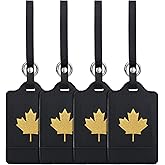 4 Pack Luggage Tag, Anyos PU Leather Travel Bag Labels Suitcase Baggage Tags with Name ID Card Privacy Protection
