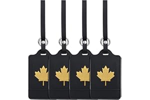 4 Pack Luggage Tag, Anyos PU Leather Travel Bag Labels Suitcase Baggage Tags with Name ID Card Privacy Protection