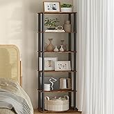 VASAGLE 6-Tier Shelf, Storage Shelves, Bookcase with Shelves, Living Room | Storage shelves, 15 x 9.4 x 68.3 Inches, Rustic Brown and Ink Black, BRAYLIN Collection ULLS136K01