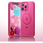 CASEKOO Upgraded Full Camera Protection for iPhone 16 Pro Max Case with Magnetic Invisible Stand [Compatible with MagSafe] [Military Grade Protection] for iPhone 16 Pro Max Case Stand 6.9", Hot Pink