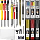 Nicpro 18 Pack Carpenter Pencil Set with Sharpener and Refills 60 Pieces