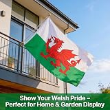 SHATCHI 5ft x 3ft Wales Welsh Dragon Flag Polyester with 2 Eyelets view 3