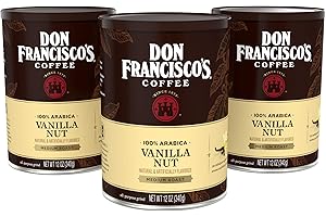 Don Francisco's Premium Vanilla Nut Ground Flavored Coffee: Rich, Aromatic 100% Arabica Beans - Family Crafted for a Delightful Morning Brew (3 x 12 oz Cans)