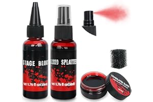 LOCONHA 3PCS Halloween Fake Blood Makeup Kit - Coagulated 1.06oz + Spray 1.76oz + Dripping 1.76oz , Realistic Washable SFX Makeup for Zombie Costumes , Perfect for Spooky Season