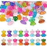 Craftdady Cute Charms Kits Resin Acrylic Bear Mushroom Flower Letter Star Pendants for Girly Crafts DIY Keychains Bracelets Jewelry Making Supplies