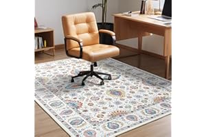 BOSHENGYA 36"x48"Office Chair Mat for Hardwood Floor,Rolling Computer Chair Mat for Tile Floor,Under Desk Chair Floor Protector,Floral Office Rug,Anti Slip Low Pile Carpet
