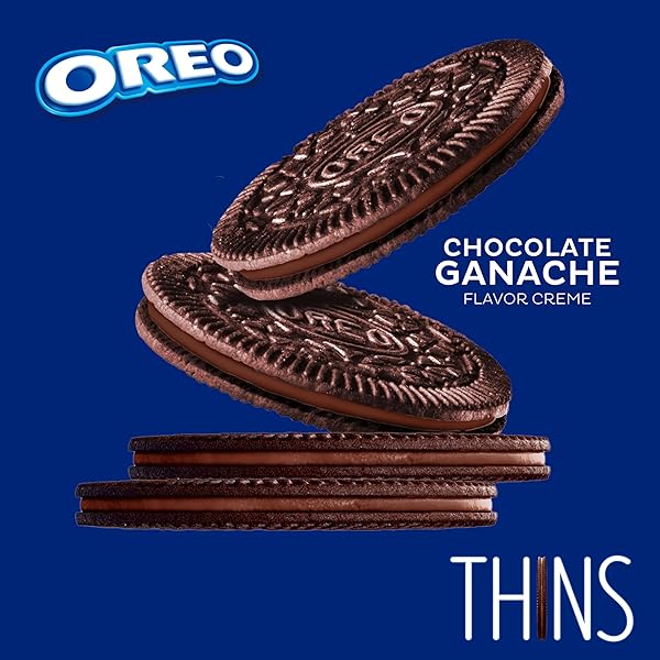 OREO THINS CHOCOLATE GANACHE CREME CHOCOLATE SANDWICH COOKIES, FAMILY SIZE, 12.33 OZ