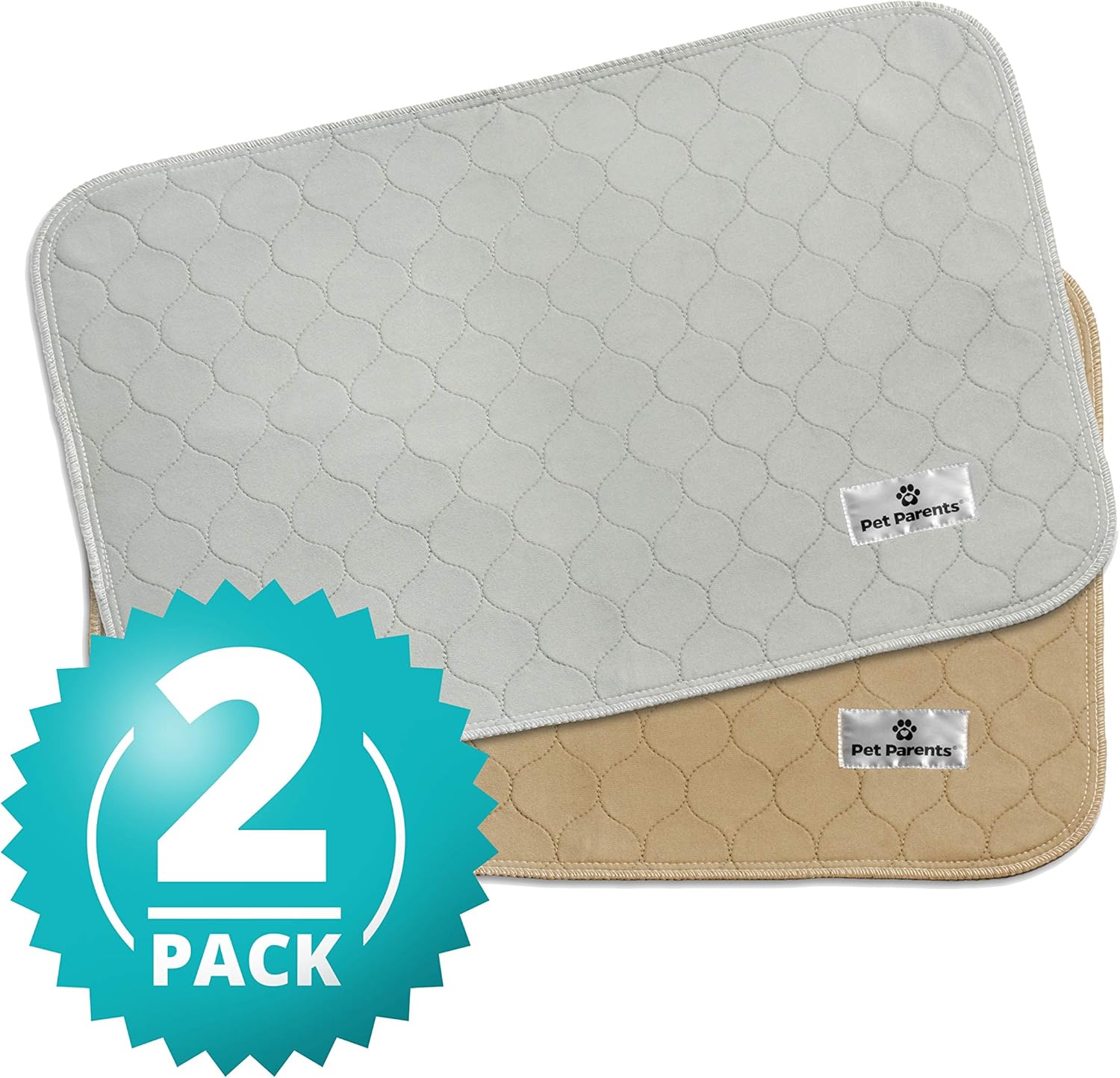 Pet Parents Washable Round Whelping Pads (2pack) of 17" Circle Premium Pee Pads for Dogs, Waterproof Dog Pee Pads, Circle Reusable Dog Training Pads, Pet Pee Pads! Modern Puppy Pads! -1 Tan & 1 Grey : Pet Supplies