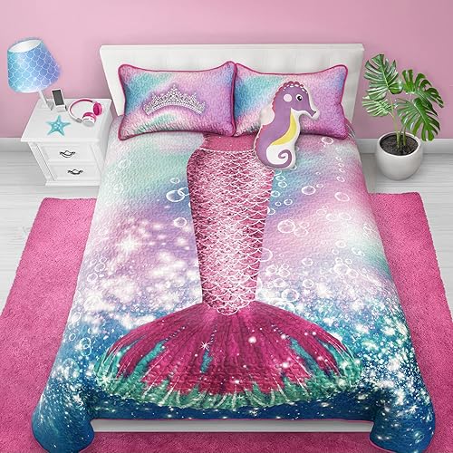 Safdie & Co. Quilt 2PC Set Twin Mermaid - Amazon deal for $26.33