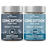 Conception for Her &amp; Him Fertility Supplement Bundle, 120 Veg Capsules | Complete fertility support for couples with targeted formulas for ovulation &amp; sperm count, motility and health