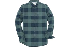 Dubinik® Flannel Shirt for Men Casual Button Down Work Soft All Cotton Lightweight Flannel Mens Plaid Shirts Long Sleeve
