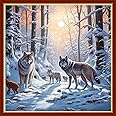 Findvoor Stamped Cross Stitch Kits for Beginners Full Range of Cross Stitching Embroidery Pattern for Kids or Adults, 11CT DIY Needlepoint Embroidery Starter Kits-Snow Scenery 17.7x17.7 inch