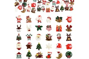 KINYFY 100 Pcs Christmas Resin Charms, 3D Christmas Resin Flatback Ornaments, Mini Xmas Slime Charm Embellishments for DIY Xmas Crafts, Hairpins, Scrapbook, Picture Frame
