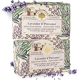 Wavertree & London Lavender Scented Natural Soap Bars (Pack of 2), 7oz Moisturizing French Triple Milled Soap Bars enriched with shea butter - Pure Plant Oil Bath & Body Bar for All Skin Types