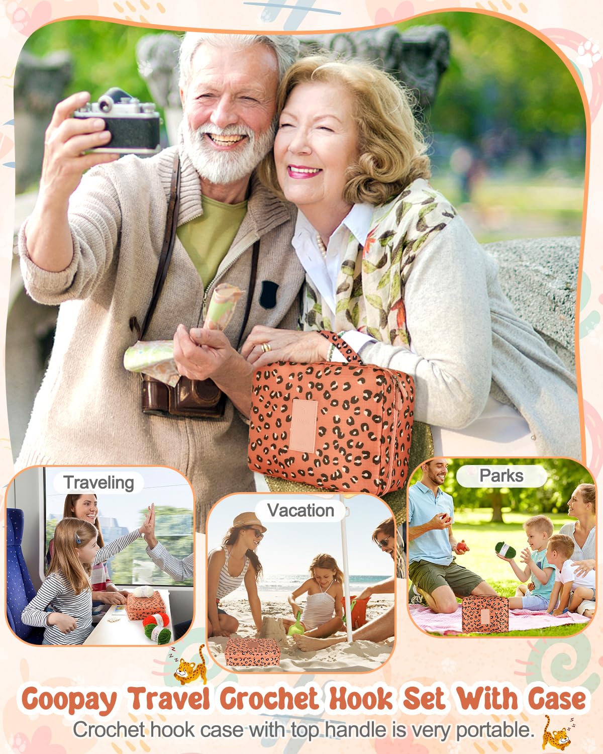 Coopay Crochet Kit Beginners Crochet Hook Set with Crochet Yarn,58PCS Portable Crochet Set Ergonomic Crochet Hooks Travel Knitting Crochet Supplies