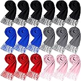 Suhine Women Men's Scarf Bulk Winter Soft Blanket Scarves Warm Large Shawls and Wraps Tassel Edge 13.8 x 78.8 Inch