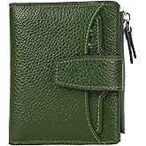 AINIMOER Women's RFID Blocking Leather Small Compact Bi-fold Zipper Pocket Wallet Card Case Purse with id Window