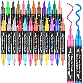 KEVIN&amp;SASA CRAFTS 24 Colors Dual Tip Acrylic Paint Marker Pens Set | Multifunctional Acrylic Tips with Laser Pen Body, Professional, For Wood, Canvas, Rock Painting, Glass