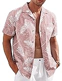COOFANDY Hawaiian Shirts for Men Short Sleeve Linen
