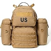 Akmax MOLLE II Medium Rucksack Military Tactical Backpack with Detachable Side Pouches & Upgraded Frame for Enhanced Comfort