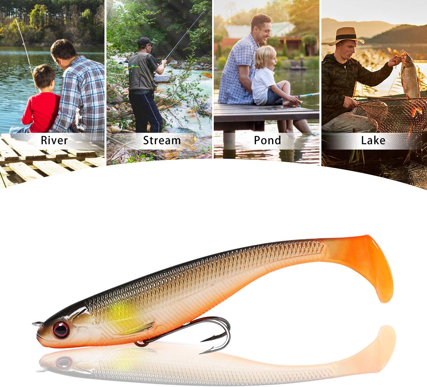 TRUSCED Power Soft Fishing Lures Pre-Rigged BKK Hook, Japan Formula, Slow Sinking, Swimming, Jerking, Freshwater or Saltwater Swimmer for Bass Trout Pike Fishing : Sports & Outdoors
