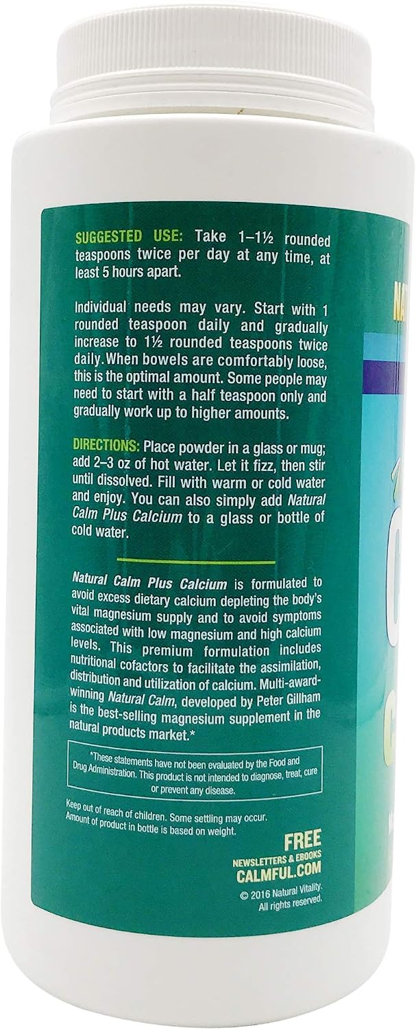 Natural Vitality Natural Calm + Calcium, Relax, Relaxation, Unwind, Stress, Anxious, Anxiousness, Restless Legs, Unflavoured - Image 3