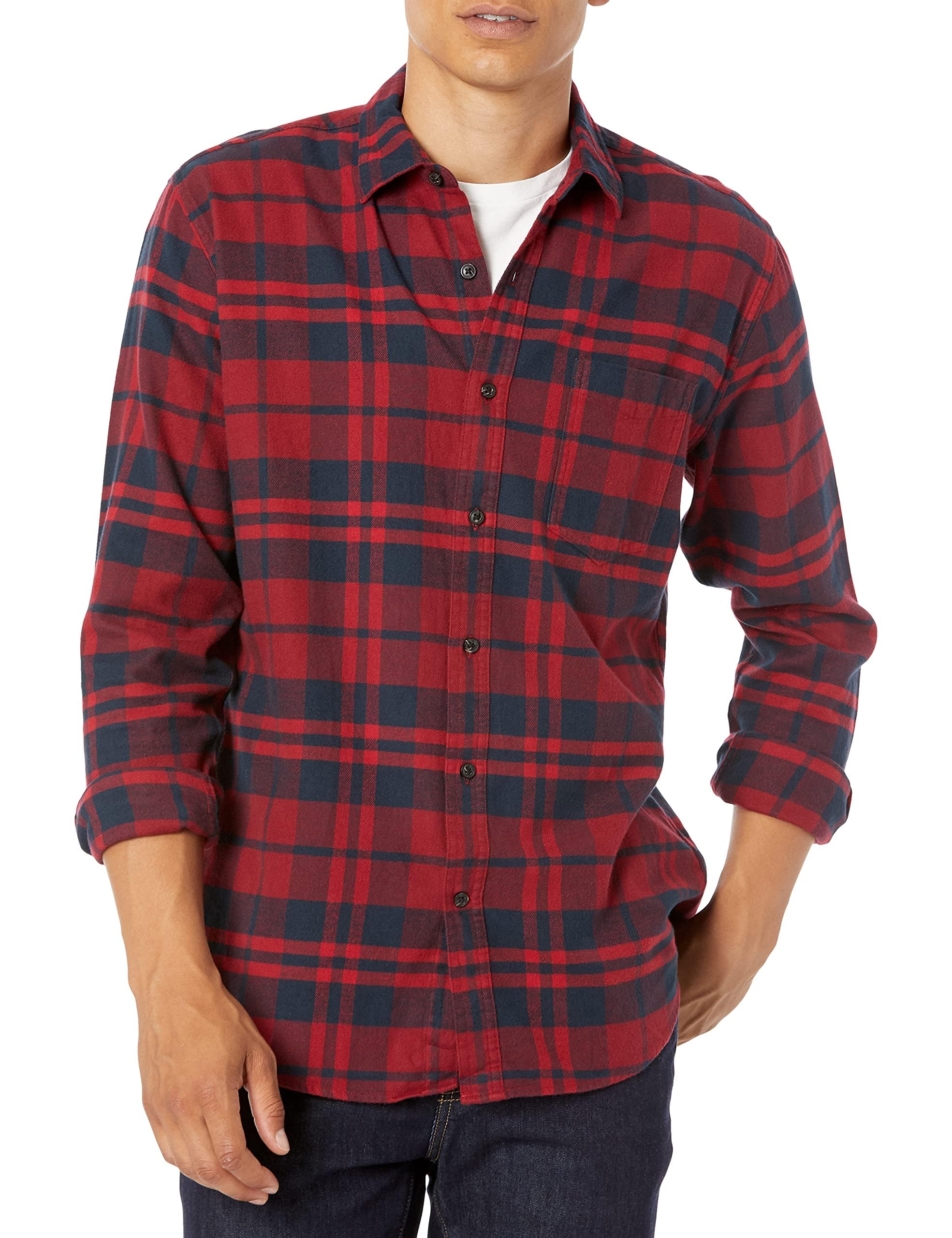 Photo 1 of Amazon Essentials Men's Long-Sleeve Flannel Shirt, Red Plaid, X-Large