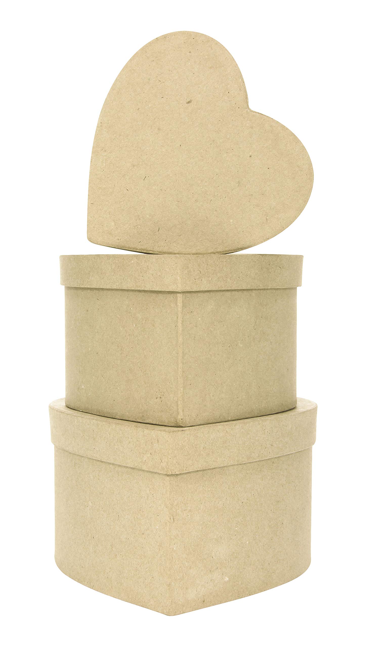 Décopatch Small Heart Boxes, 3 pack, Brown