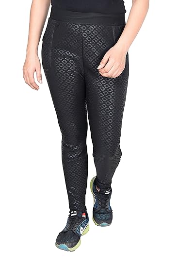 Women's Polyester Spandex Black Printed Tights