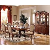 9-Piece Traditional Formal Dining Set, 66&ndash;96 Inch Extendable Double Pedestal Table with 6 Side Chairs and 2 Arm Chairs (Type A)