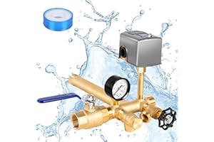 BAKEJOY Lead-Free Brass Well Pressure Tank Tee - Easy Installation for Domestic/Commercial Use, Intelligent Control with Precision Gauge and Automatic Switch, Upgrade Your Plumbing System - Gold