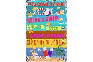 LEBSITEY Pool Rules Tin Sign, Swimming Pool Metal Tin Sign, Decor Pool Gifts for Pool Summer Garden Outdoor Decorations, 12x 8Inch (Pool Rules)