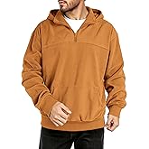 GINGTTO Mens Quarter Zip Pullover Hoodie Corduroy Sweatshirt Men Mock Neck