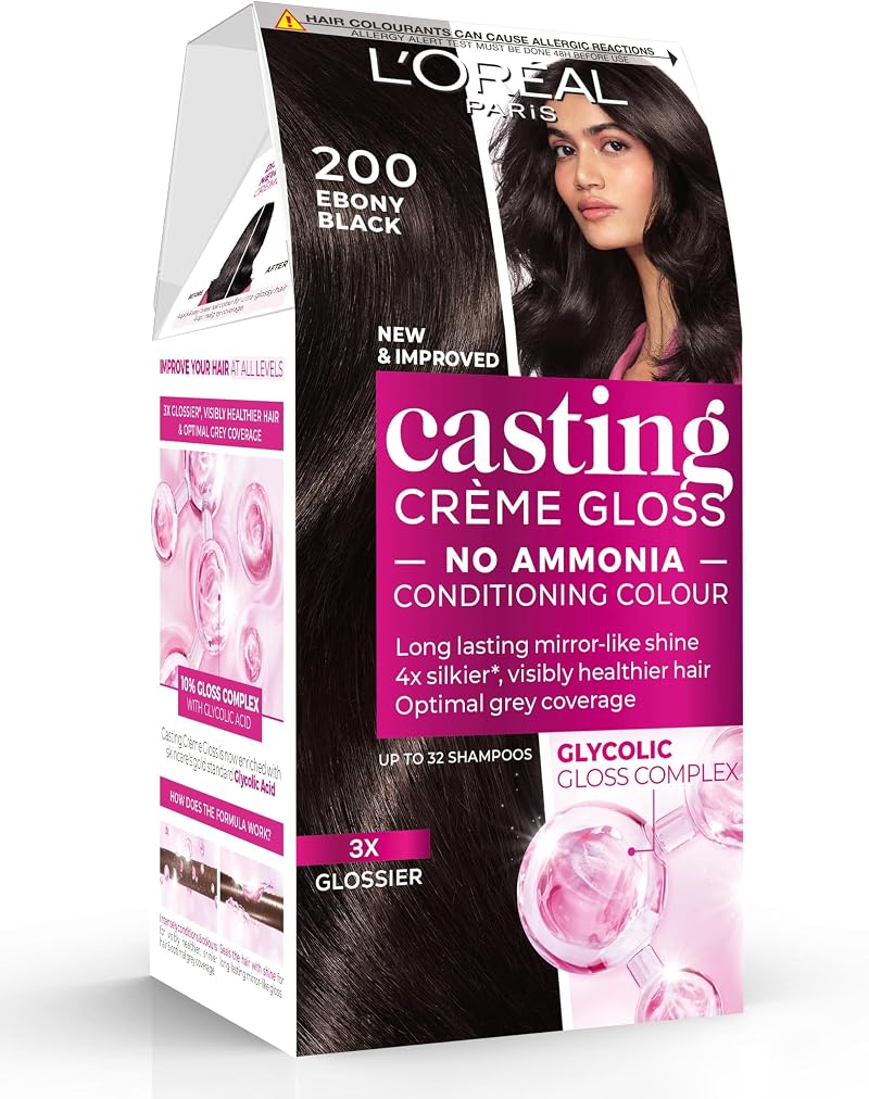 L'Oréal Casting Crème Gloss Ebony Black 200 No-Ammonia Semi-Permanent 32 Washes
