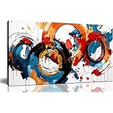 Abstract Wall Art Large Canvas Prints Modern Living Room Bedroom Home Office Wall Decor Framed Colorful Circle Abstract Picture Ready to Hang Size 20x40
